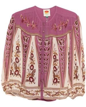 FARM Rio Floral Embroidered Long-Sleeved Shirt - Pink