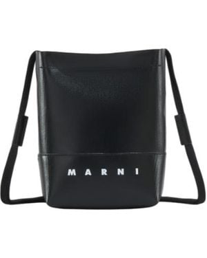Marni Logo-Printed Shoulder Bag - Black