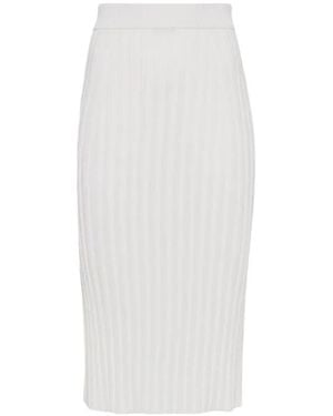 JOSEPH Side Slit Chunky-Ribbed Midi Skirt - White