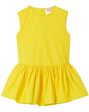 ROKSANDA Ruffled Pure Cotton Trimmed Hem Top - Yellow