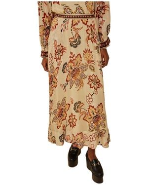 FARM Rio Floral-Print Ruffled Midi Skirt - Natural