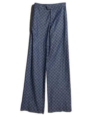 Gucci Gg Denim Jacquard Pants - Blue