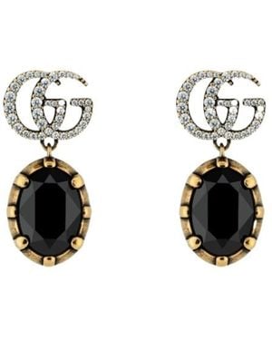 Gucci Gg Marmont Crystal Earrings - Black