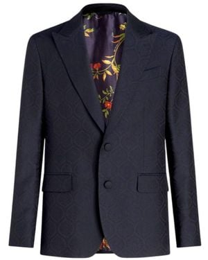 Etro Patterned Single-Breasted Blazer - Blue