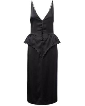 Stella McCartney Open-Back Peplum Satin Midi Dress - Black