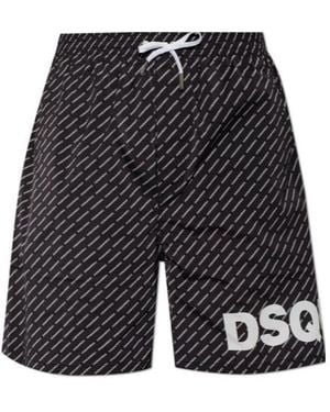 DSquared² Wide-Leg Swim Shorts - Black