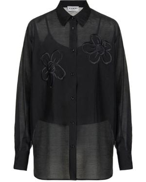Iceberg Floral-Embroidered Shirt - Black