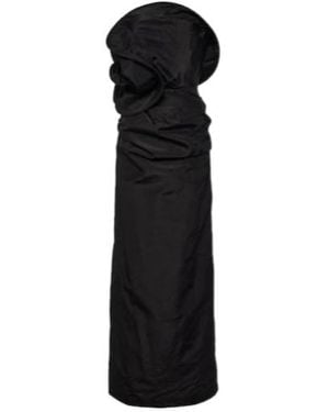 Magda Butrym Floral-Appliqué Silk Taffeta Gown - Black