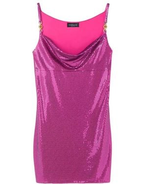 Versace Disc-Embellishment Mini Dress - Pink