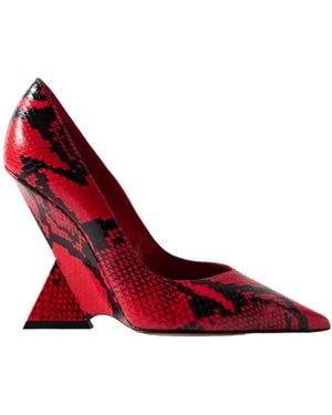 The Attico Snake-Print High Heels - Red