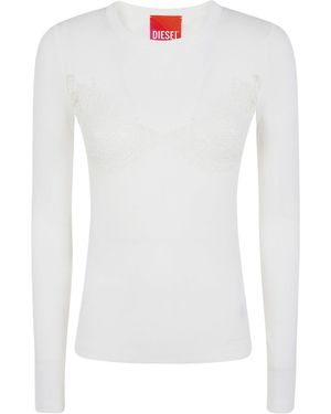 DIESEL X Tinder Pr-T-Mokki-Ls-R Knitted Top - White