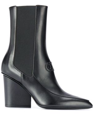 Ferragamo S 732736 Leather Ankle Boots - Black