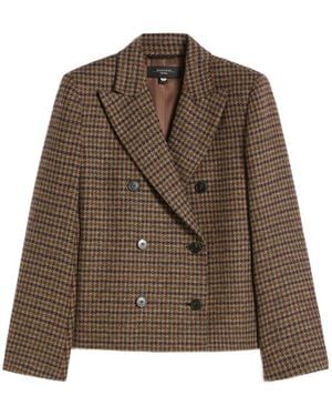 Weekend by Maxmara Gerusia Houndstooth Double-Breasted Jacket - Brown