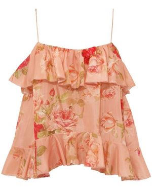 Zimmermann Roselight Frill Cami Top - Pink