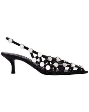 The Attico Grid Slingback Shoes - Black