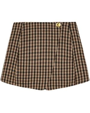 Ganni Check Mini Skirt - Brown