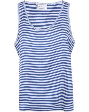 Pierre Louis Mascia Striped Silk Tank Top - Blue