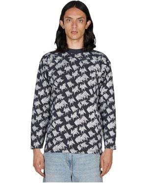 ERL Logo-Print Straight Hem T-Shirt - Black