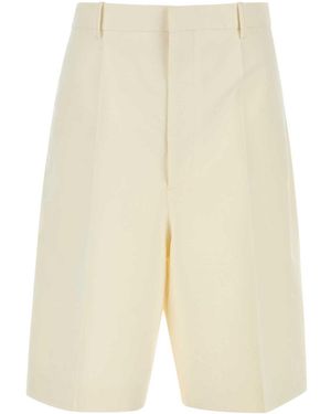 Bottega Veneta Pleat Detailed Bermuda Shorts - Natural