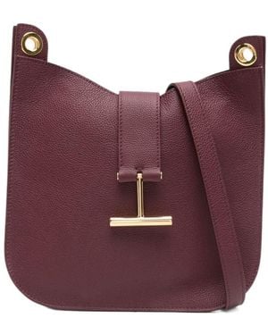 Tom Ford Small Leather T-Bar Shoulder Bag - Purple