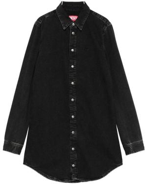 DIESEL Long-Sleeve Buttoned Denim Shirt Mini Dress - Black