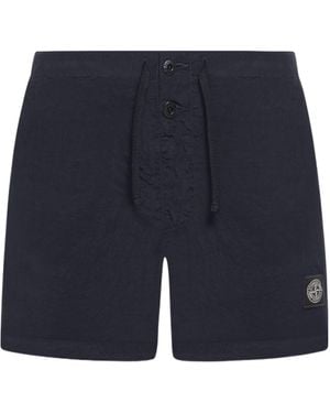 Stone Island Compass Patch Mid-Rise Swim Shorts - Blue