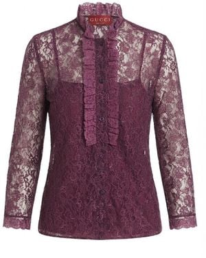 Gucci Ruffled Lace Shirt - Purple