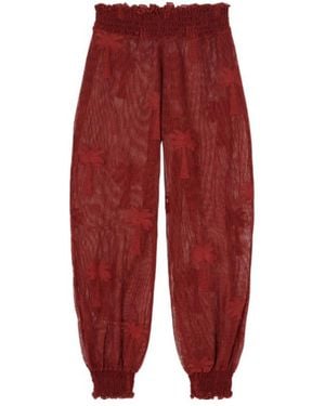 Johanna Ortiz Cotton-Mesh Balloon Pants - Red
