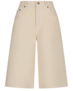 Haikure Denim Shorts With Belt Loops - Natural