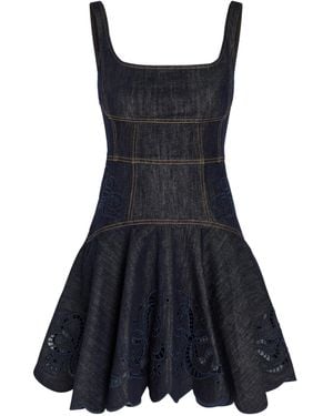 Self-Portrait Denim Dress - Black