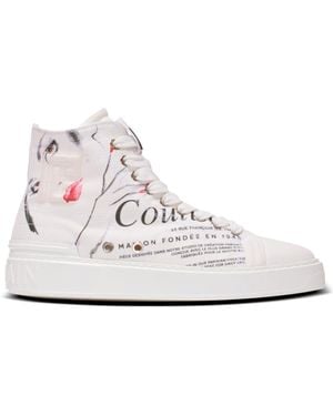 Balmain B-Court High-Top Sneakers With Beauty Print - White