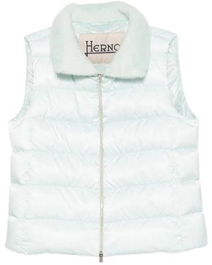 Herno Quilted Faux-Fur-Trim Gilet - White
