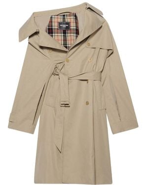 Balenciaga One-Shoulder Trench Coat - Natural