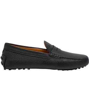 Tod's Grained Leather Loafers - Black