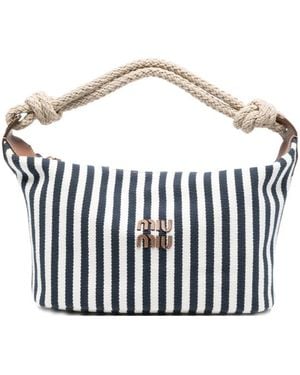 Miu Miu Striped Rope-Handle Tote Bag - White