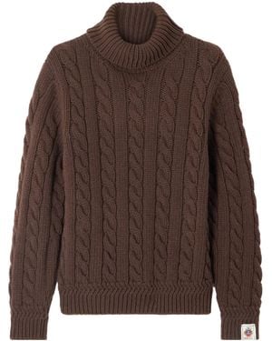 Bally Cable-Knit Wool Turtleneck Sweater - Brown
