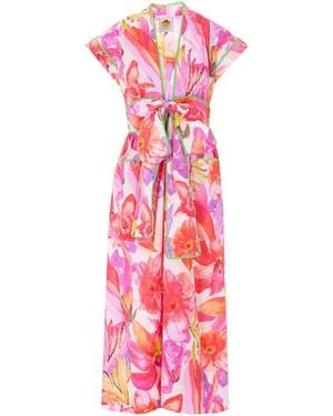 FARM Rio Artsy Floral Belted Maxi Dress - Pink
