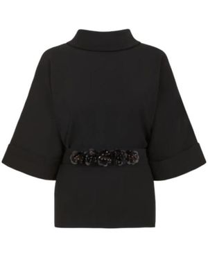 P.A.R.O.S.H. Embroidered Blouse - Black