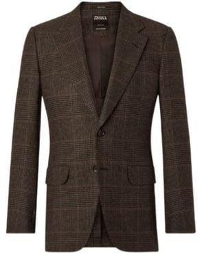 ZEGNA Single-Breasted Suit Jacket - Brown