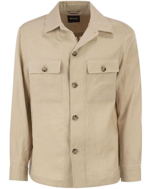 BOSS Boss Relaxed-Fit Button-Up Overshirt - Natural