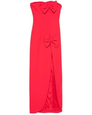 Alessandra Rich Bow-Detailed Sleeveless Gown - Red