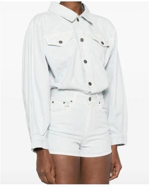 Haikure Button-Fastening Playsuit - White