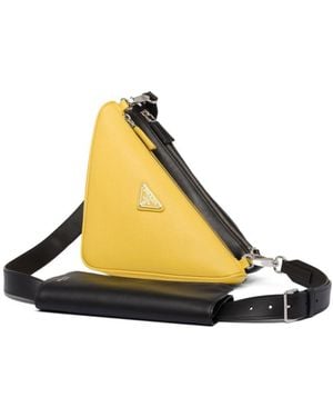 Prada Saffiano Leather And Leather Shoulder Bag - Multicolour