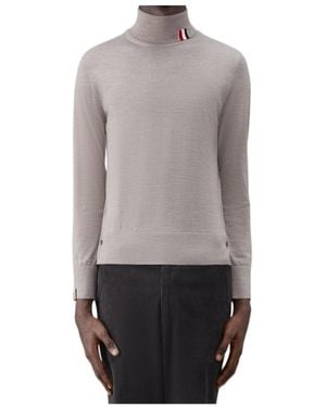 Thom Browne Jersey Striped Relaxed Turtleneck Jumper - Grey