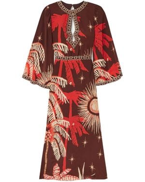 Johanna Ortiz Patterned Cut-Out Maxi Dress - Red