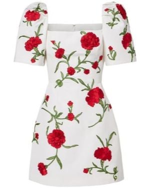Carolina Herrera Floral Silk Minidress - White