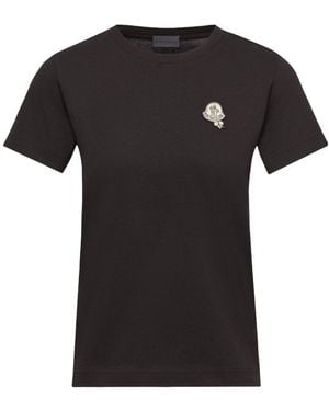 Moncler Logo Patch Cotton T-Shirt - Black