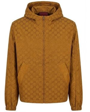 Gucci Monogrammed Zip-Up Jacket - Brown