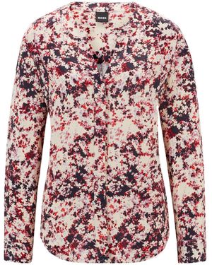 BOSS Floral-Print Satin Shirt - Pink