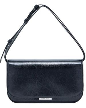 Giorgio Armani Small X 10 Corso Como Patent-Leather Shoulder Bag - Blue